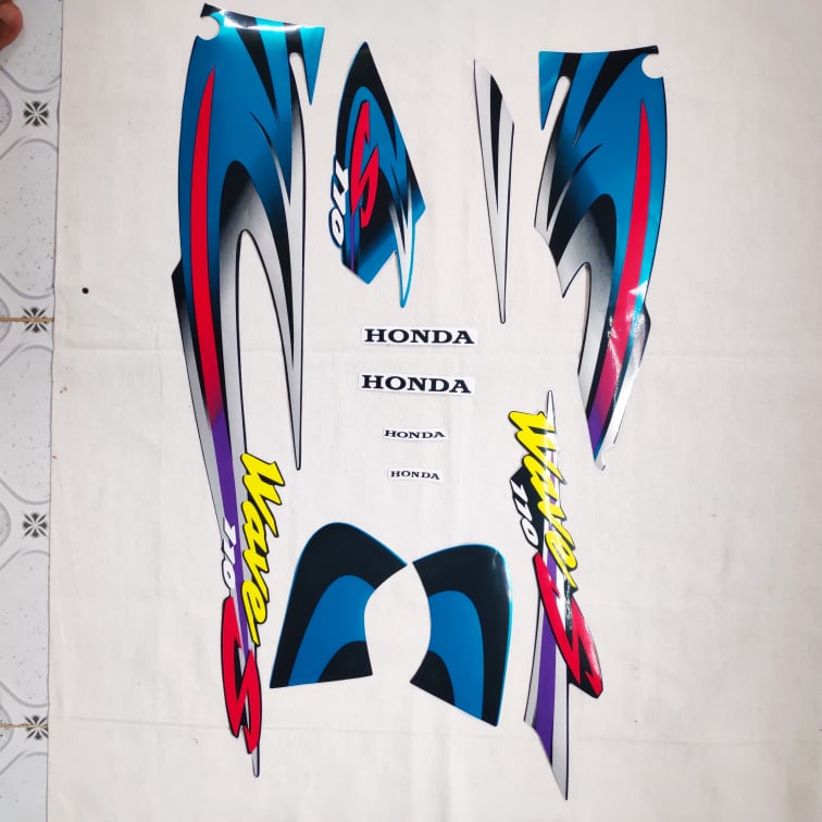 [ĐCXY] Bộ tem xe 3 lớp like zin dành cho WAVE S110, WAVE thái, các loại WAVE mẫu nhỏ (MÀU XANH)