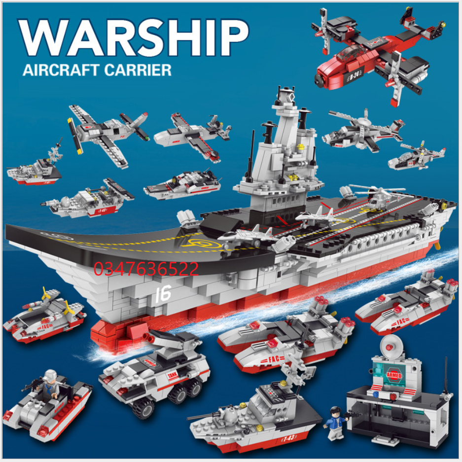[Hoàn Tiền 10%][1265 CHI TIẾT] Bộ Đồ Chơi Xếp Hình Chiến Hạm, ROBOT, Máy Bay, Tàu Sân Bay, Tàu Chiến - Hàng Chuẩn