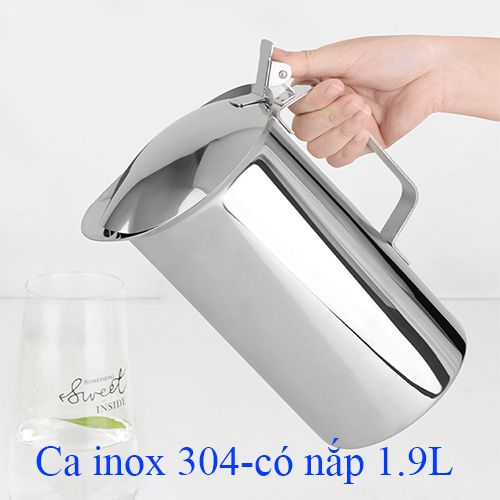 Ca inox có nắp đựng nước đá, nước ép, sữa, cafe