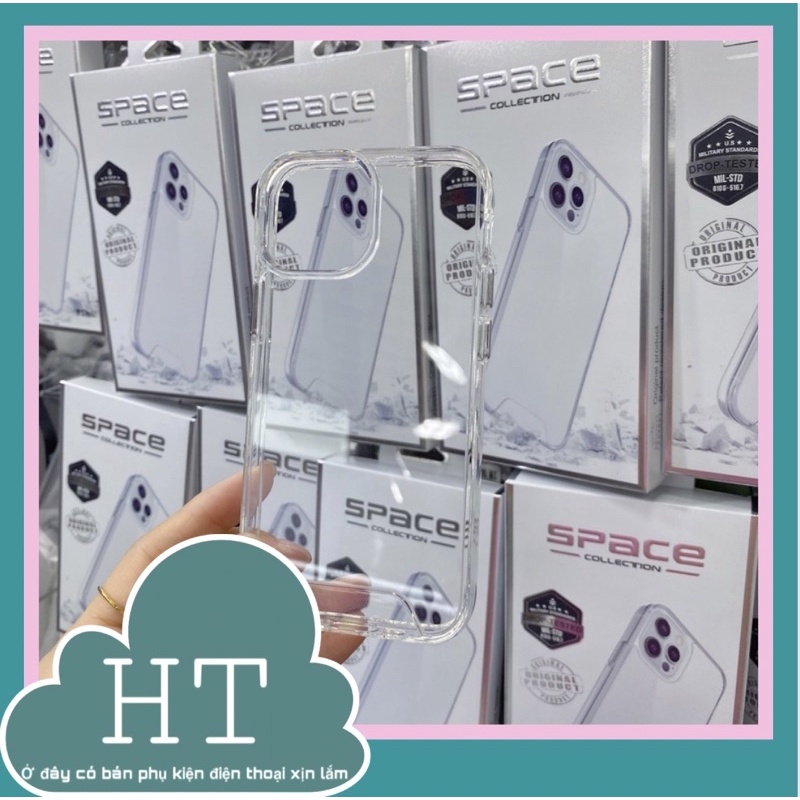 Ốp lưng iphone trong suốt space lưng cứng viền dẻo chống ố - chống va đập - hàng chuẩn xịn