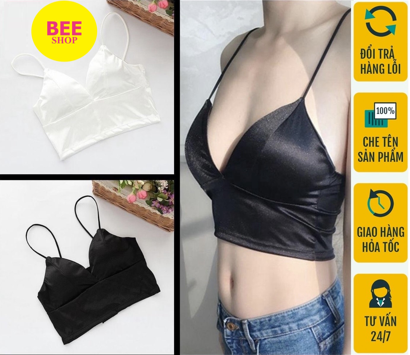 Áo bra satin phi lụa 2 dây sexy