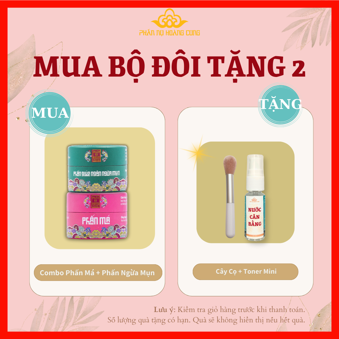 Bộ đôi phấn ngừa mụn và phấn má hồng, chăm sóc cá nhân, làm đẹp, phấn nụ hoàng cung
