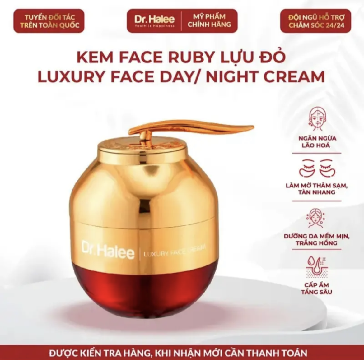 Kem dưỡng da ruby lựu đỏ ngày đêm drhalee