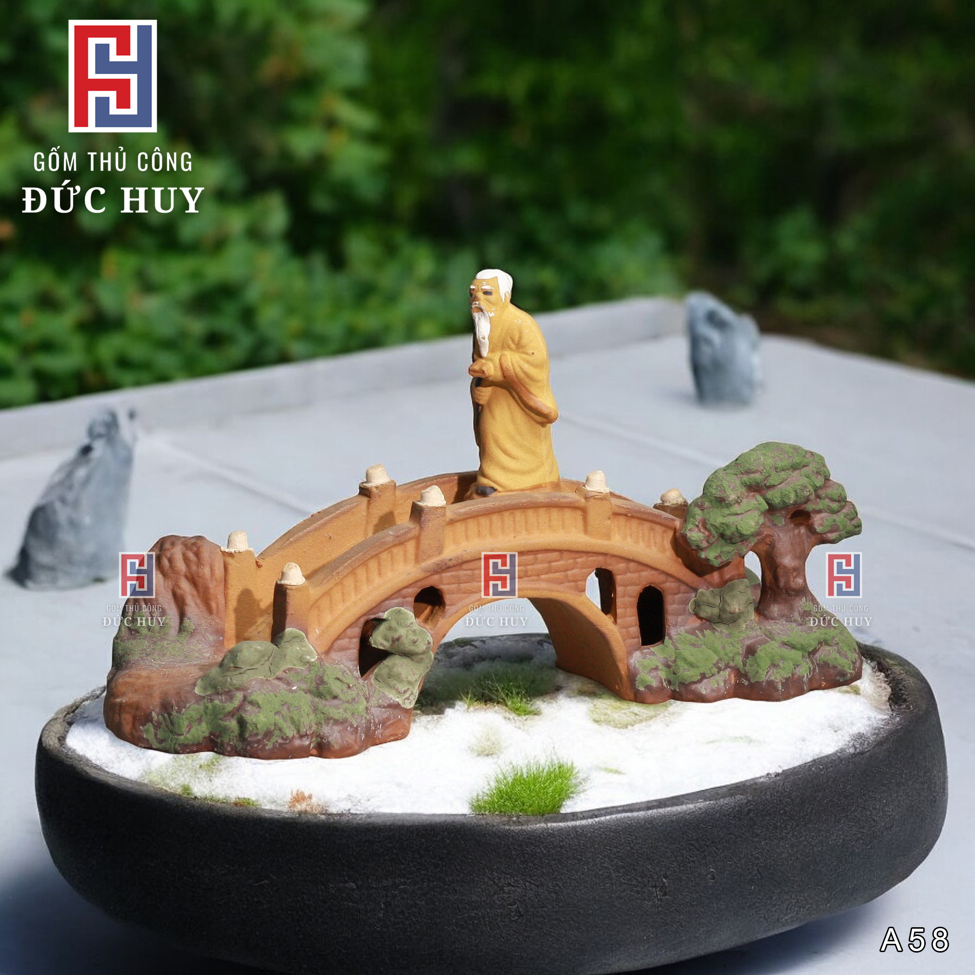 Mô hình Cây cầu Kiều 20cm trang trí bể cá cảnh - trang trí chậu cây cảnh