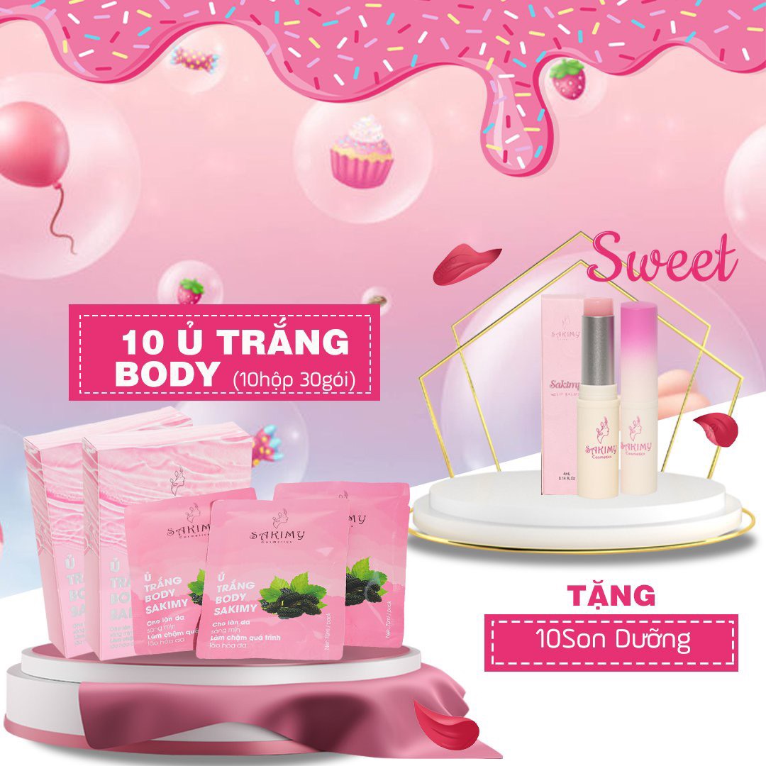 Sỉ 10 hộp ủ trắng body sakimy tặng quà ngẫu nhiên