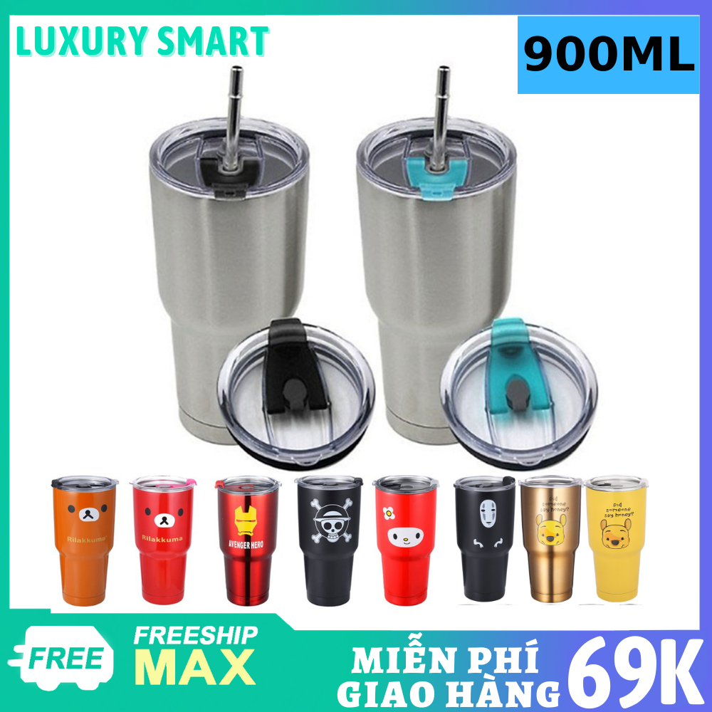 Ly Giữ Nhiệt Thái Lan 900ml - Tặng Kèm Ống Hút Inox + Túi Giữ Nhiệt + Nắp Chống Tràn Tiện Dụng, Ly Đựng Nước, Bình Đựng Nước, Ly Thái Lan, Ly Giữ Nhiệt (giao màu ngẫu nhiên)