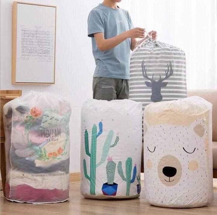 Túi vải đựng đồ đa năng khung thép chắc chắn, Túi đựng chăn màn quần áo khung thép, túi đựng quần áo  Chất liệu polyester độ bền cao cấp