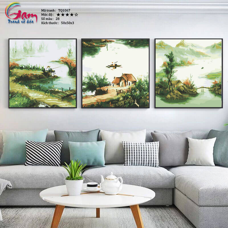 Tranh tô màu theo số làng quê sông quê TQ1067S