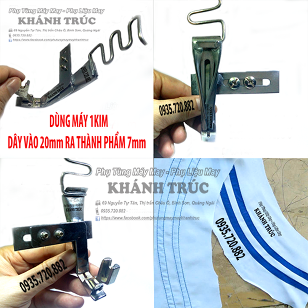 Cử hàn chân vịt dây vào 20mm ra 7mm dùng máy 1kim máy may công nghiệp