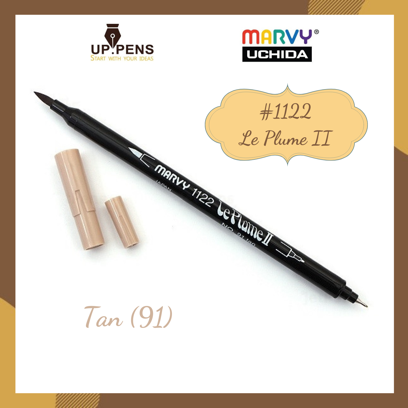 Bút lông hai đầu màu nước marvy leplume ii 1122 - brush/ extra fine tip - tan