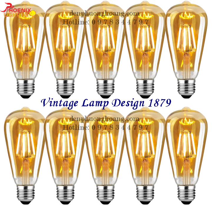 Combo 10 bóng led edison ST64 vỏ màu vàng nắng