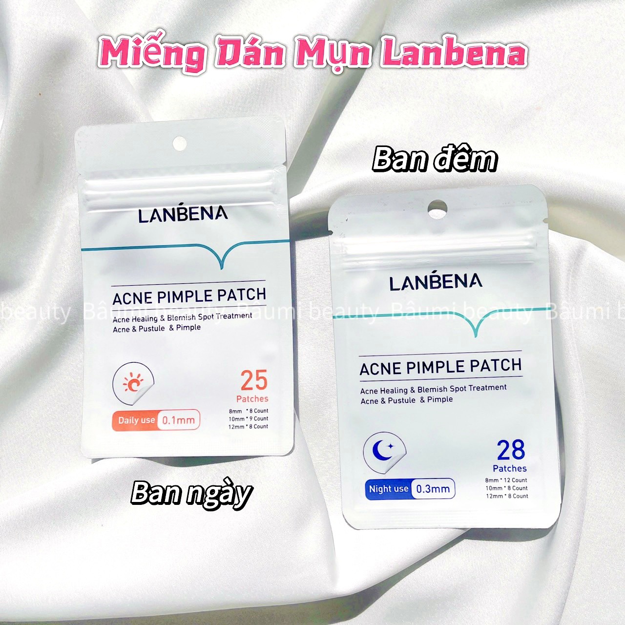 Miếng dán mụn hỗ trợ giảm mụn LANBENA sử dụng ngày và đêm 5g
