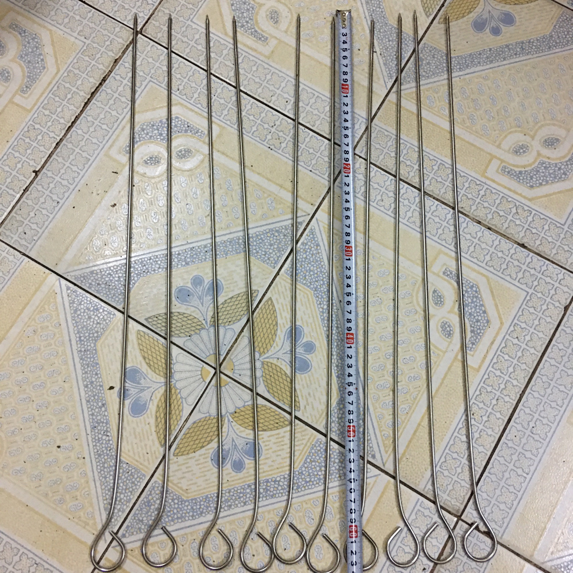 10 xiên thịt nướng inox dài 70cm