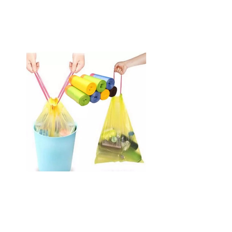 Combo 10 cuộn túi đựng rác có dây rút - mỗi cuộn 15 túi - túi đựng rác tự hủy sinh học có dây rút tiện dụng size 45*50cm -túi đựng rác bảo vệ môi trường - túi đựng rác tự tiêu