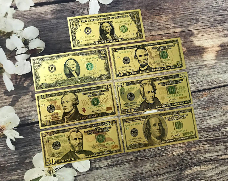 Tờ tiền dollar mạ vàng may mắn lì xì quà tặng tết 2022