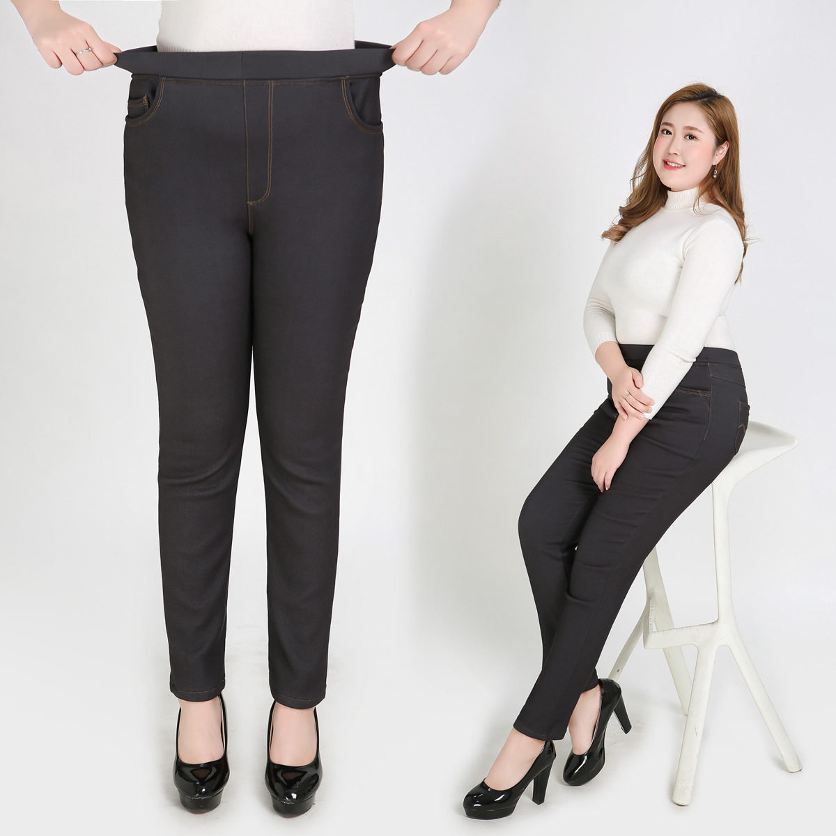quần giả jean nữ BIG SIZE, chất cotton Nhật co dãn 4 chiều, full size từ 43 đến 77kg QS34