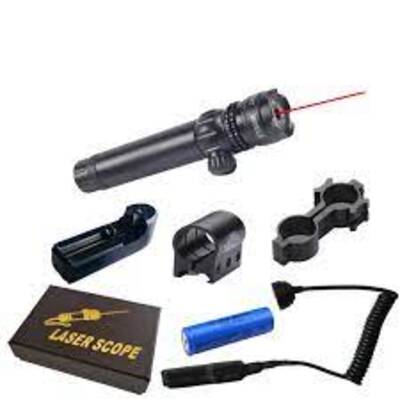 Đèn laser - bút Laze - Gắn Rảnh kẹp ống - làm tầm nhắm chuẩn mục tiêu cho các tay xạ tia màu đỏ,kèm cục sạc pin