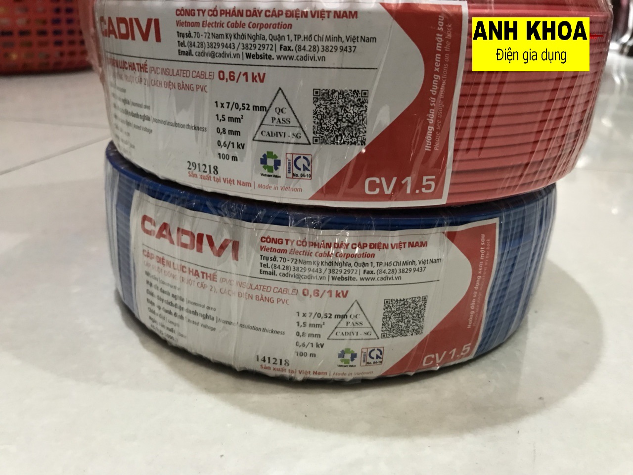 Dây cáp điện lực đơn cv 1.5 cadivi- hàng việt nam chất lượng cao