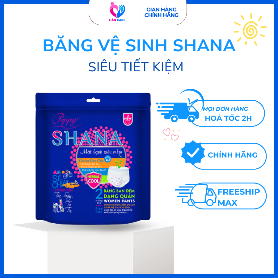 Combo 10 gói Băng Vệ Sinh Quần Shana Freesize Chống Tràn Tối Đa, BVS Ngày Đêm Giá Rẻ