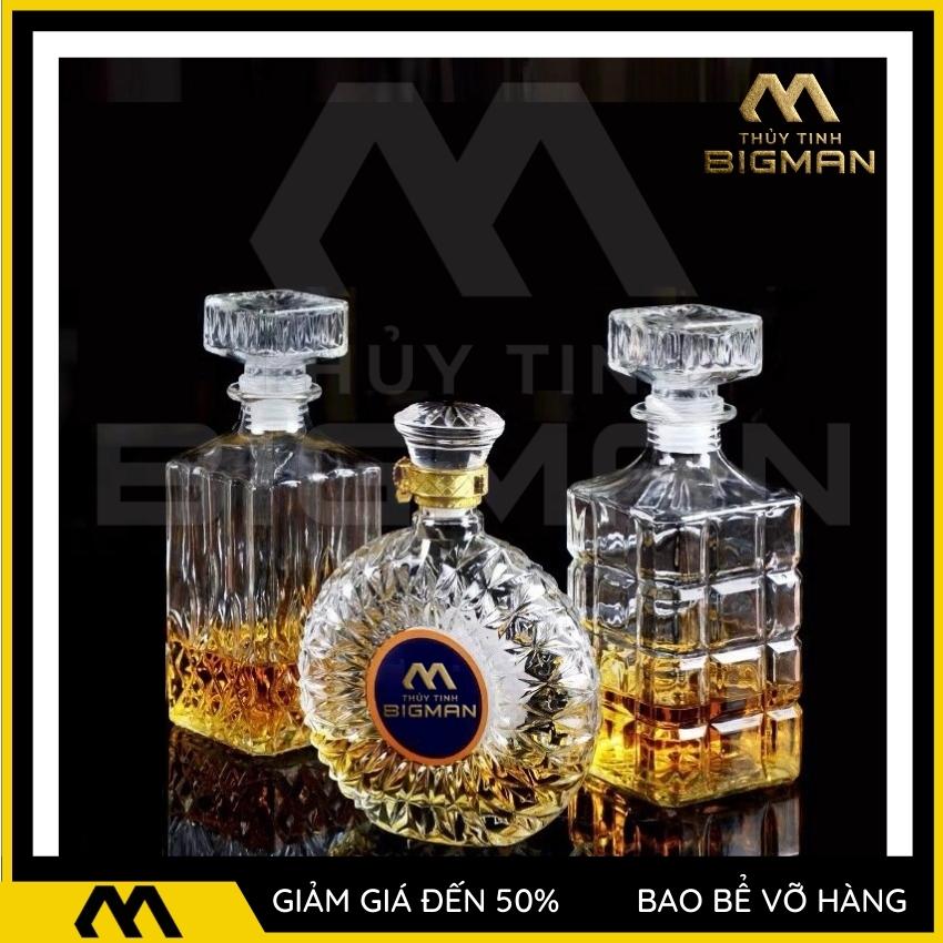 [Combo 3] Vỏ chai rượu ngoại đẹp chai thủy tinh đựng rượu 500ml và 1000ml chai đựng rượu cao cấp để chưng tử rượu - CB-M011304 - BIGMANSTORE