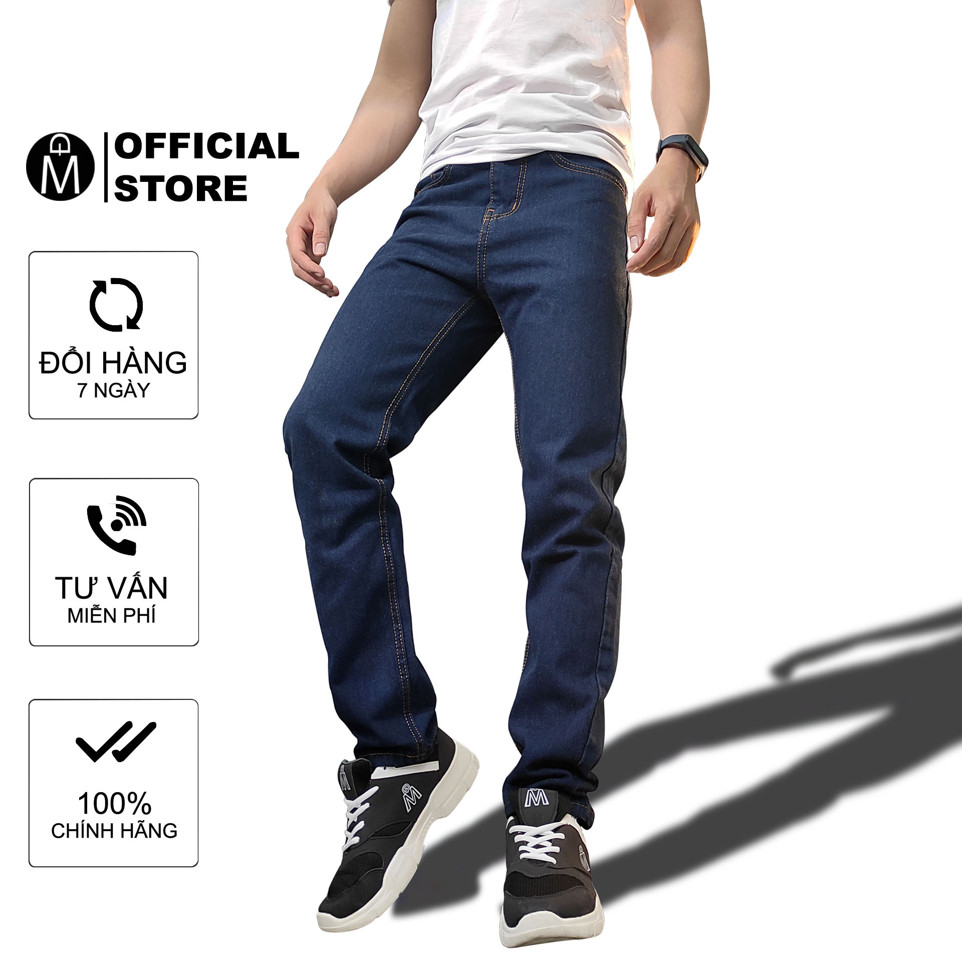 [HCM]Quần jean nam ống suông Muidoi Q61 (Xanh đen )