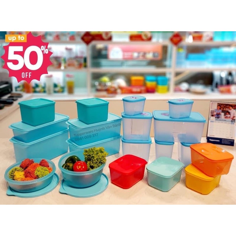 New set 15 hộp blue ocean + quà tupperware