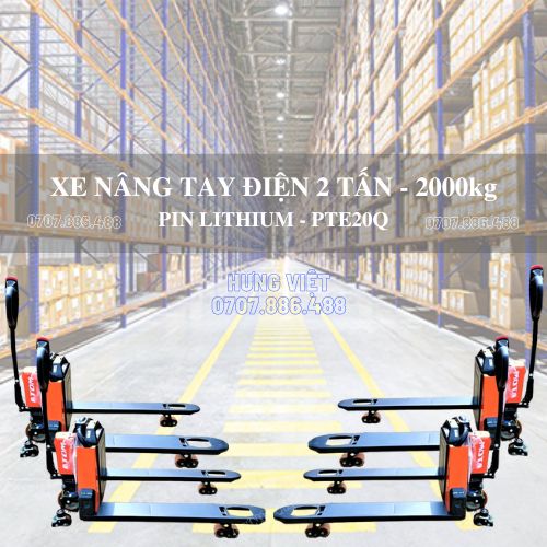 Xe Nâng Tay Điện 2 Tấn (2000kg) PTE20Q Noblelift - Pin Lithium Sạc Nhanh - Chỉ Từ 40 Triệu