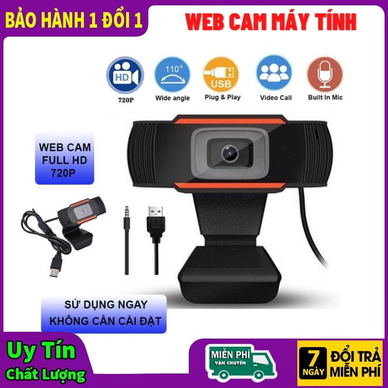 Webcam máy tính có mic 720p⚡️webcam pc⚡️live strem⚡️học online⚡️call video⚡️nói chuyện hội nhóm⚡️bảo hành 12 tháng.