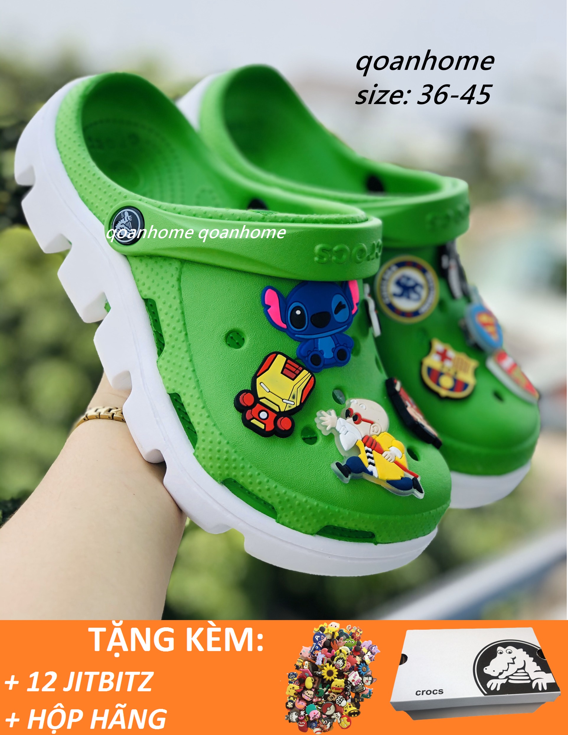 DÉP CÁ SẤU CROCS XANH LÁ ĐẾ TRẮNG - DÉP QUAI NGANG CROCS DUET SPORT -  DÉP CÁ SẤU - DÉP QUAI NGANG CÁ SẤU - DÉP SỤC- DÉP CROCS