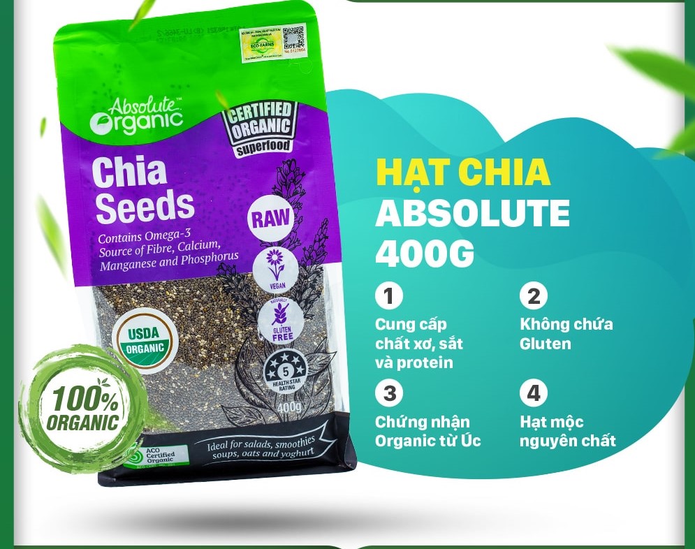 Hạt chia tím absolute organic 400gram - úc