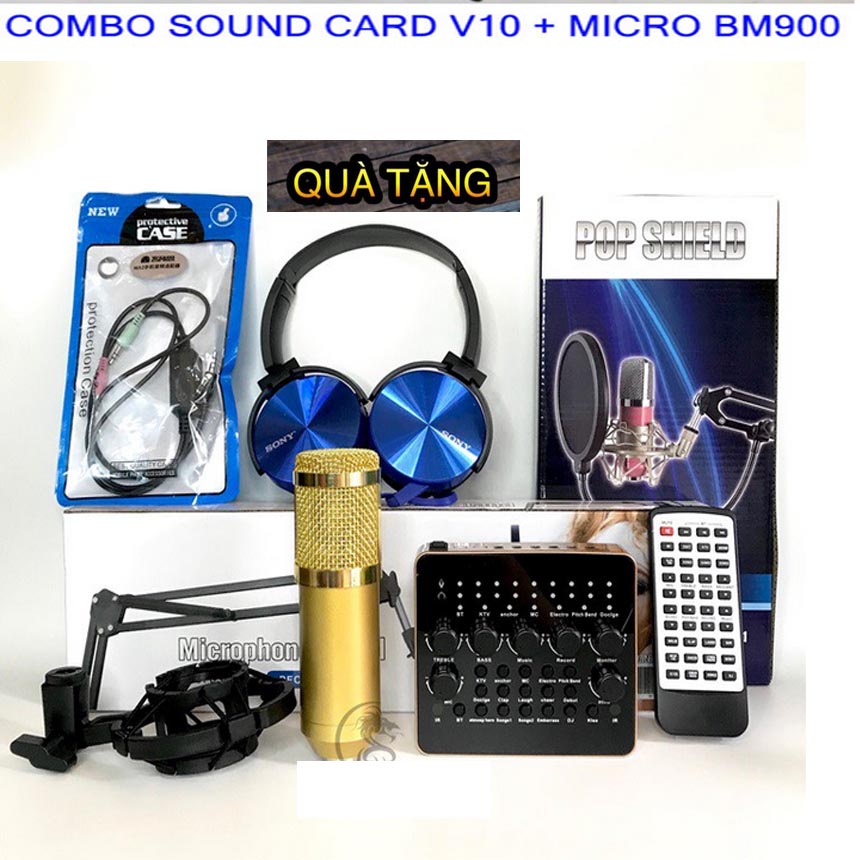 [HCM][Giá Hủy Diệt] Combo Soundcard V10 Bluetooth + Mic Karaoke Livetream BM 900 Có Autotune Chuẩn Phòng Thu Micro Bluetooth Hát Karaoke Livestream Online Cực Hay Giá Rẻ TẶNG Tai NgheCHÂN KẸP MÀNG LỌC  Cover Sơn Tùng Mtp