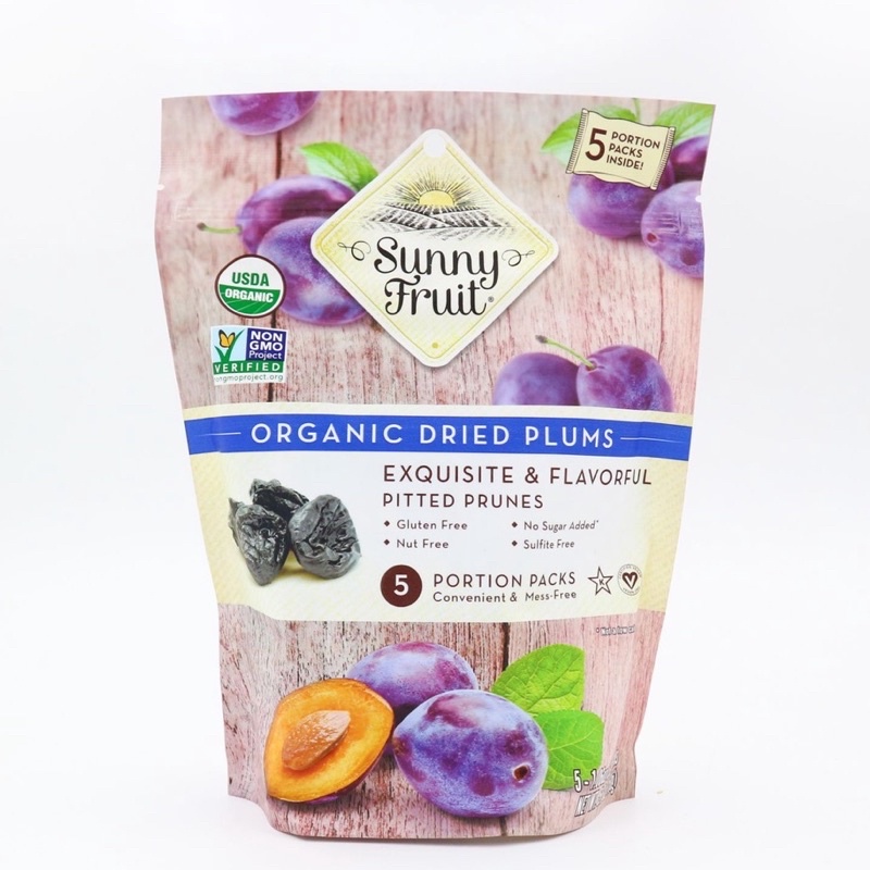 Date 2024 mận khô hữu cơ sunny fruit organic dried plums, 150g