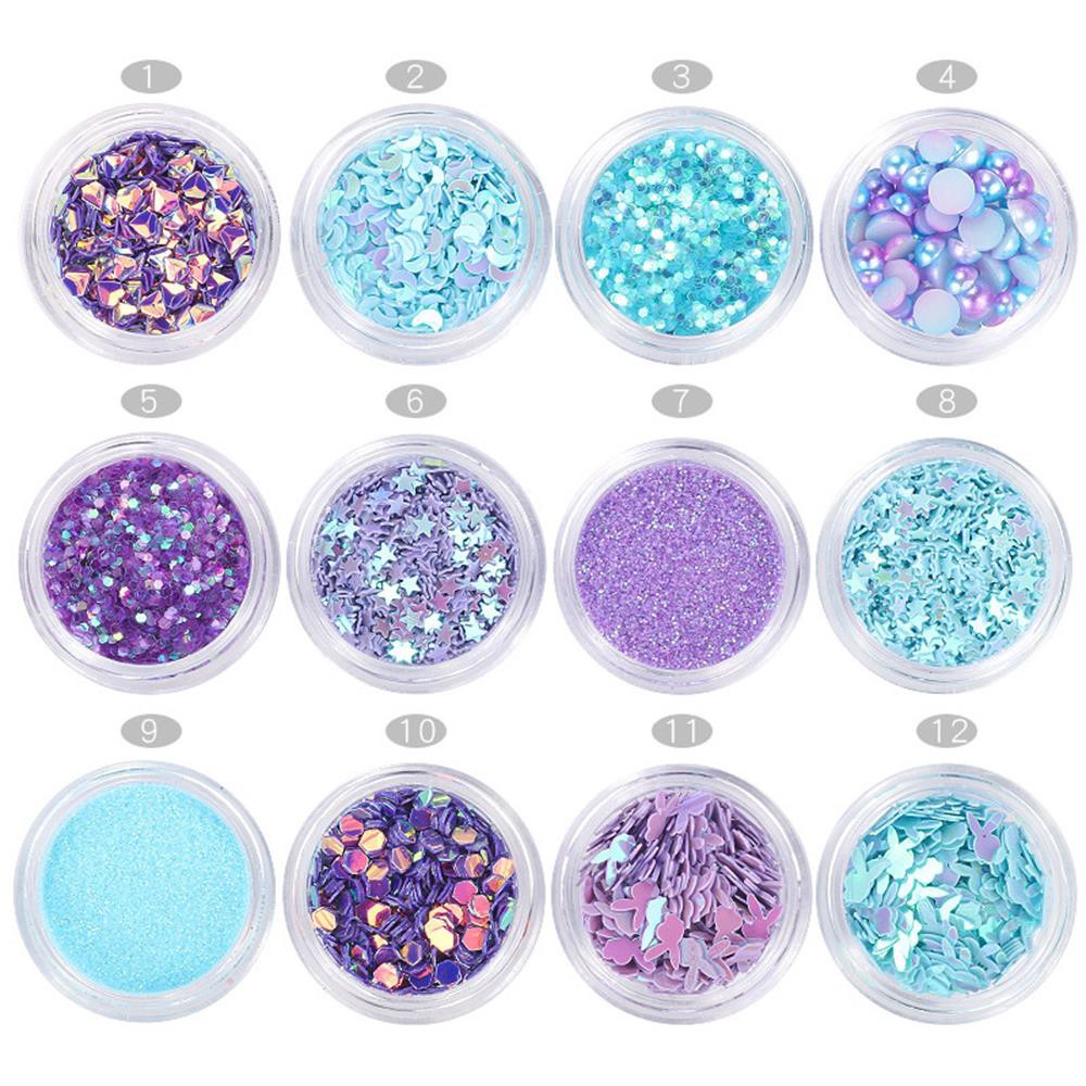 Set 12 hũ kim tuyến lấp lánh trang trí resin