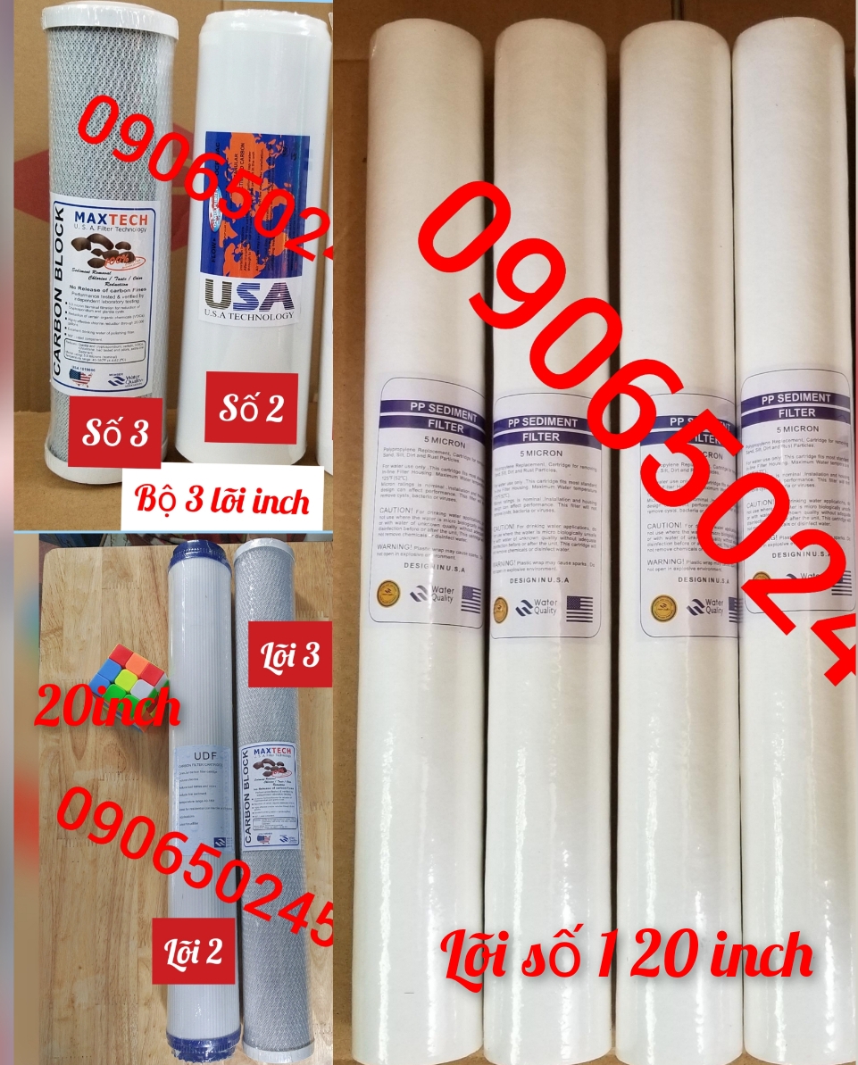 [hcm]bộ 8 lõi lọc nước ( gồm 4 lõi số 1 20 inch + 1 lõi số 2 20 inch + 1 lõi số 3 20 icnh +1 lõi số 2 10 inch +1 lõi số 3 10 inch)