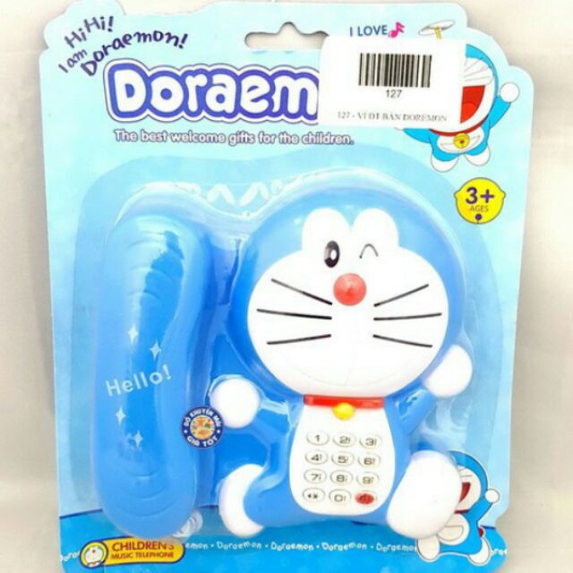 [HCM]Vỉ đồ chơi điện thoại bàn Doraemon dùng pin có đèn nhạc