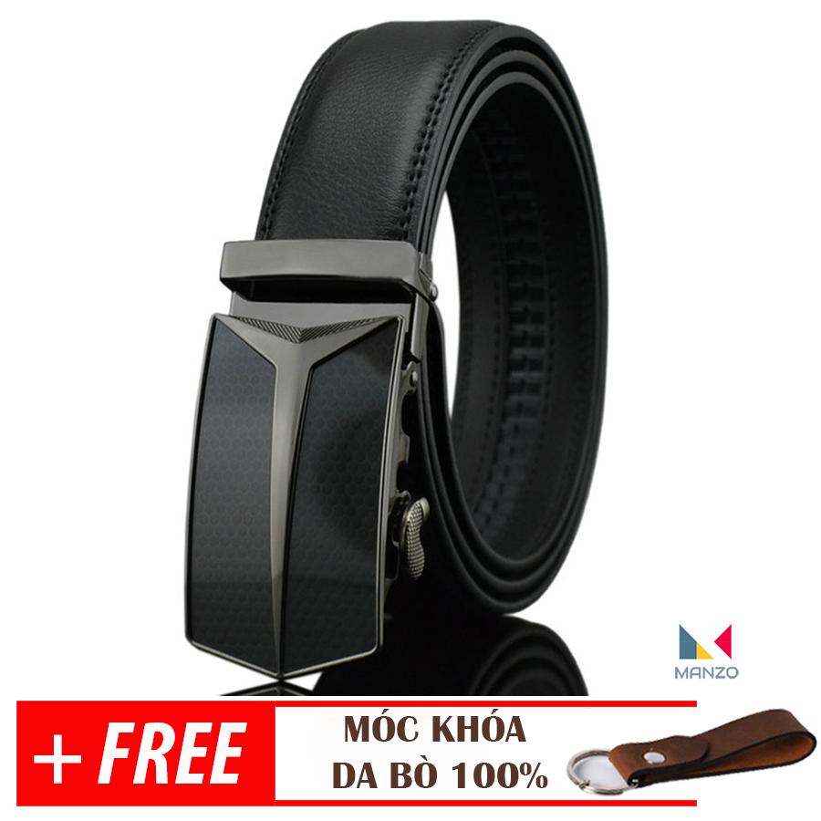 Thắt lưng- Dây nịt nam da bò thật 100% sang trọng lịch lãm khóa tự động Manzo 233 BH 1 năm