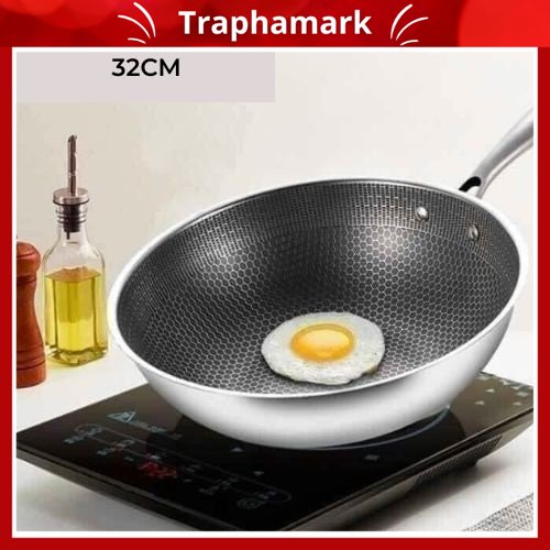 Chảo Chống Dính 32cm Vân Tổ Ong Cao Cấp -Sâu lòng - Dùng được cho bếp ga, bếp từ, bếp điện