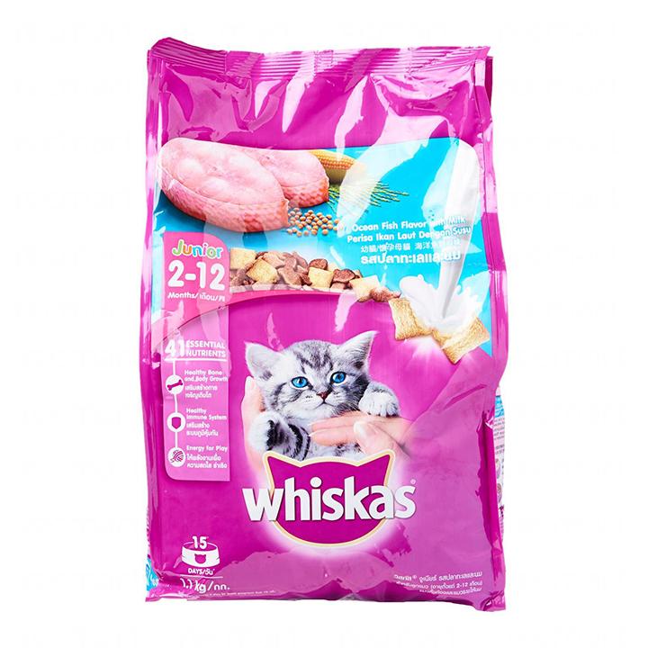 Thức ăn cho mèo con Whiskas Junior 1.1kg Vị Cá Biển Và Sữa