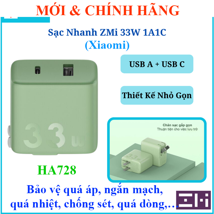 Bộ Sạc Nhanh 20W PowerPort III USB-C Anker A2633 A2149, Xiaomi 1A1C 33W ZMI HA728