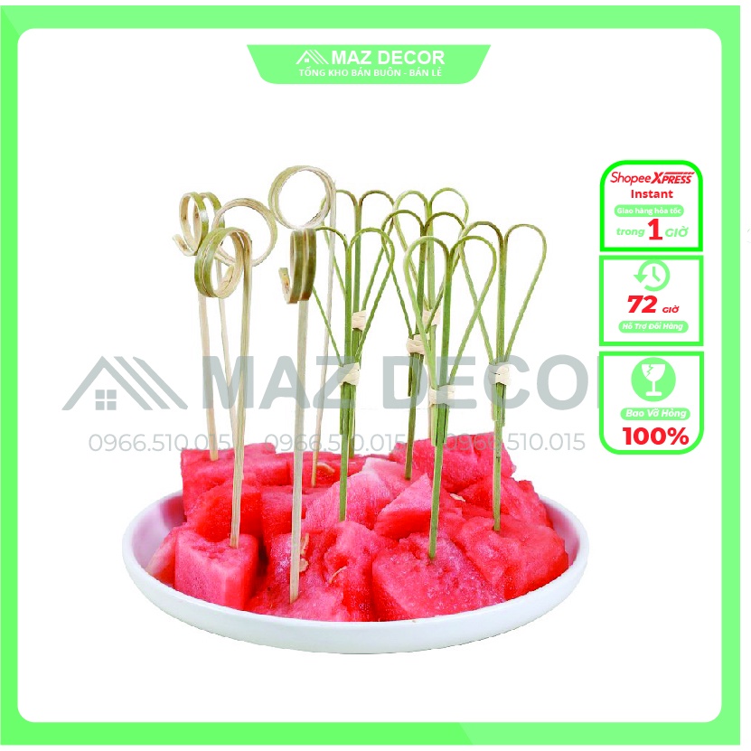 Túi tăm Xiên Que Tre Trang Trí Cocktail Xiên hoa quả decor cốc ly quán đẹp 12cm