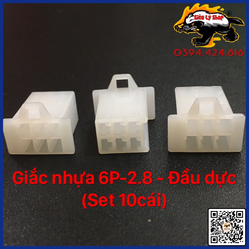 Giắc nhựa 6p-2.8 - đầu đực
