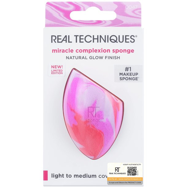 Mút tán nền hồng xoáy neon - real techniques pink swirl miracle complexion sponge