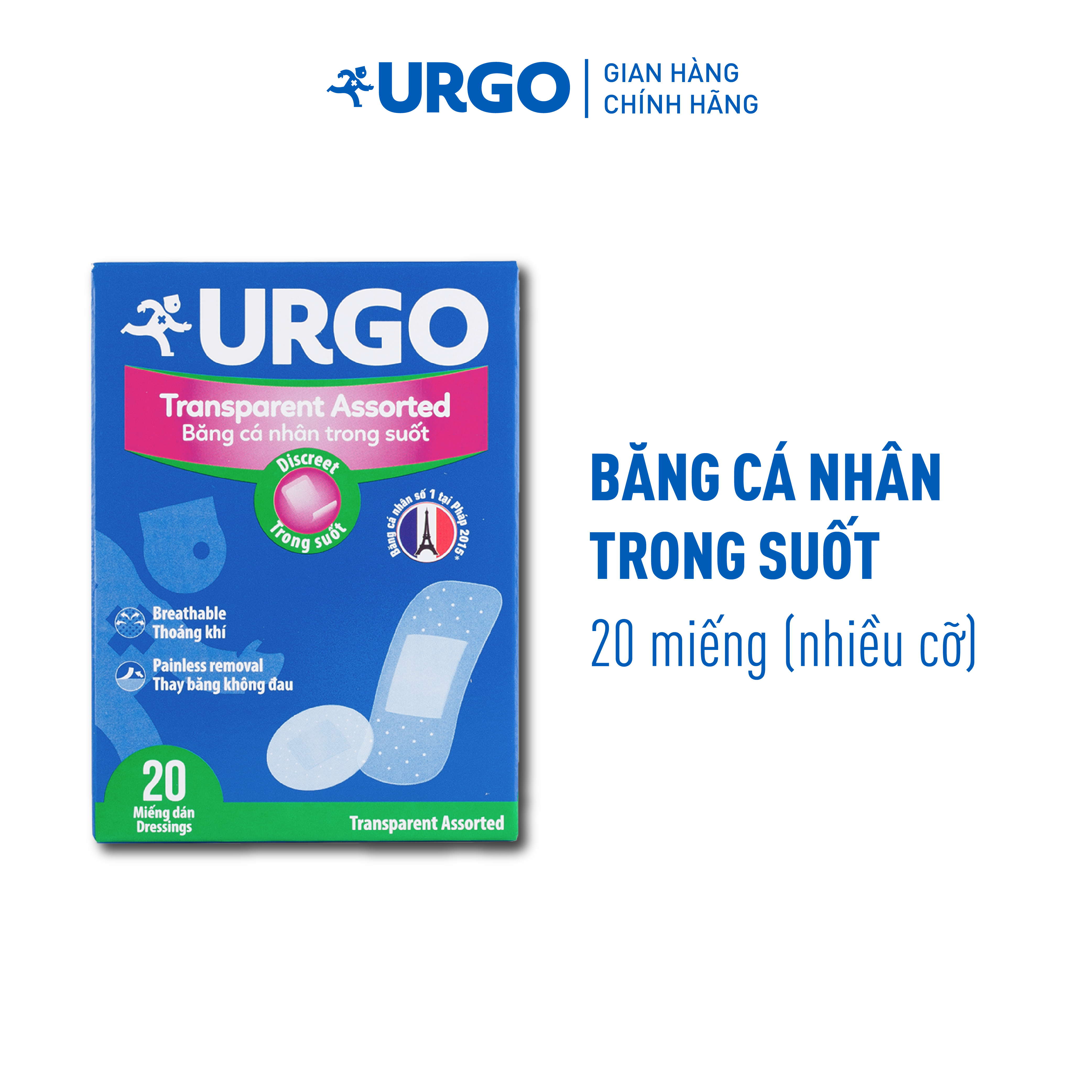 Băng cá nhân trong suốt Urgo Transparent Assorted