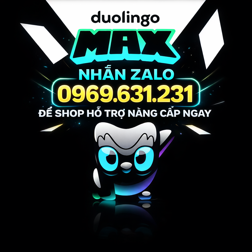 Duolingo Max AI Học tiếng Anh Phần mềm văn phòng Ứng dụng học ngôn ngữ Duolingo gói MAX AI khóa toàn bộ tính năng Hổ trợ nhiều ngôn ngữ Học tiếng anh