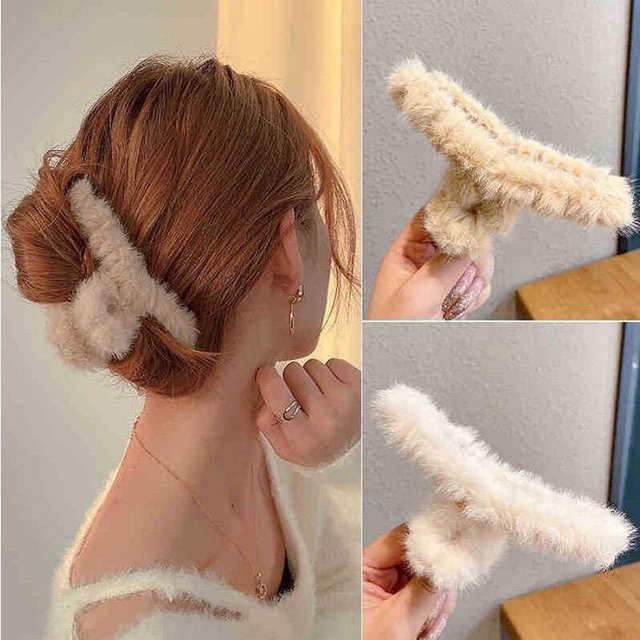 Kẹp tóc càng cua phối lông Hàn Quốc nữ đẹp