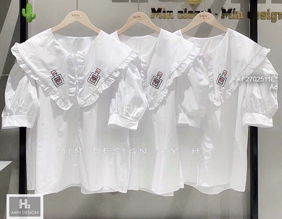 Style áo sơ mi bèo thêu áo sơ mi đẹp from dưới 53kg