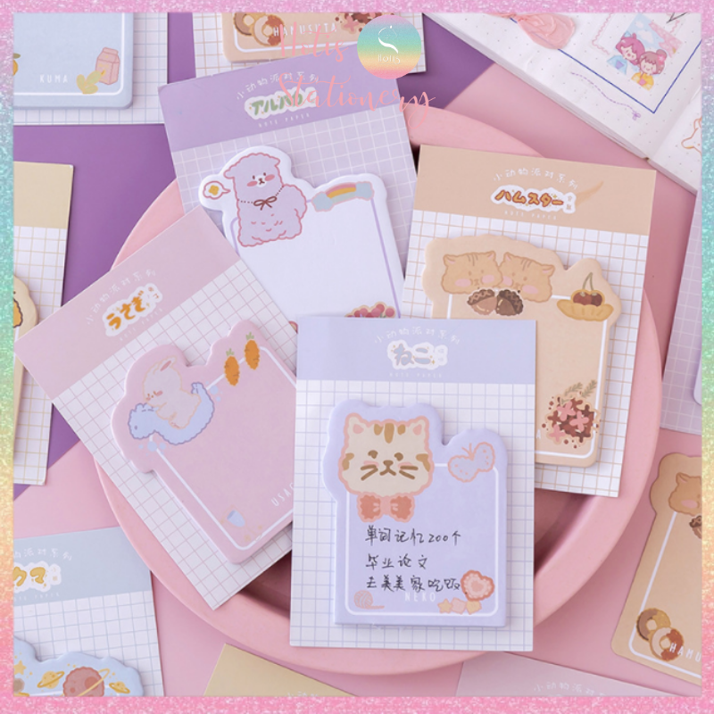 Giấy note thú cưng phong cách nhật bản - 30 tờ - 9x12cm - có keo dán