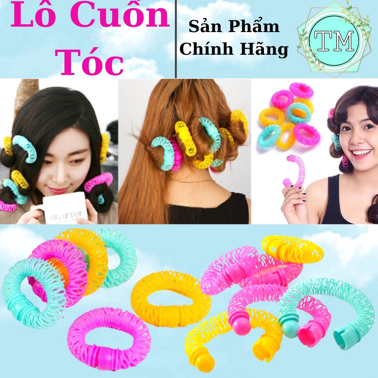Lô cuốn tóc dạng lò xo làm xoăn tóc không dùng nhiệt