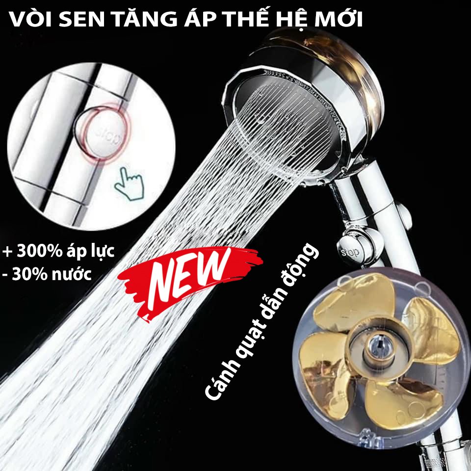 Bát sen tăng áp cánh quạt đầu xoay 360 độ,Vòi hoa sen tăng áp cánh quạt, sen tắm cánh quạt tăng áp, vòi sen tắm tăng áp, tay sen tắm đứng có cánh quạt đầu vòi tiết kiệm nước cổ xoay linh hoạt thông minh - Giadungbv247