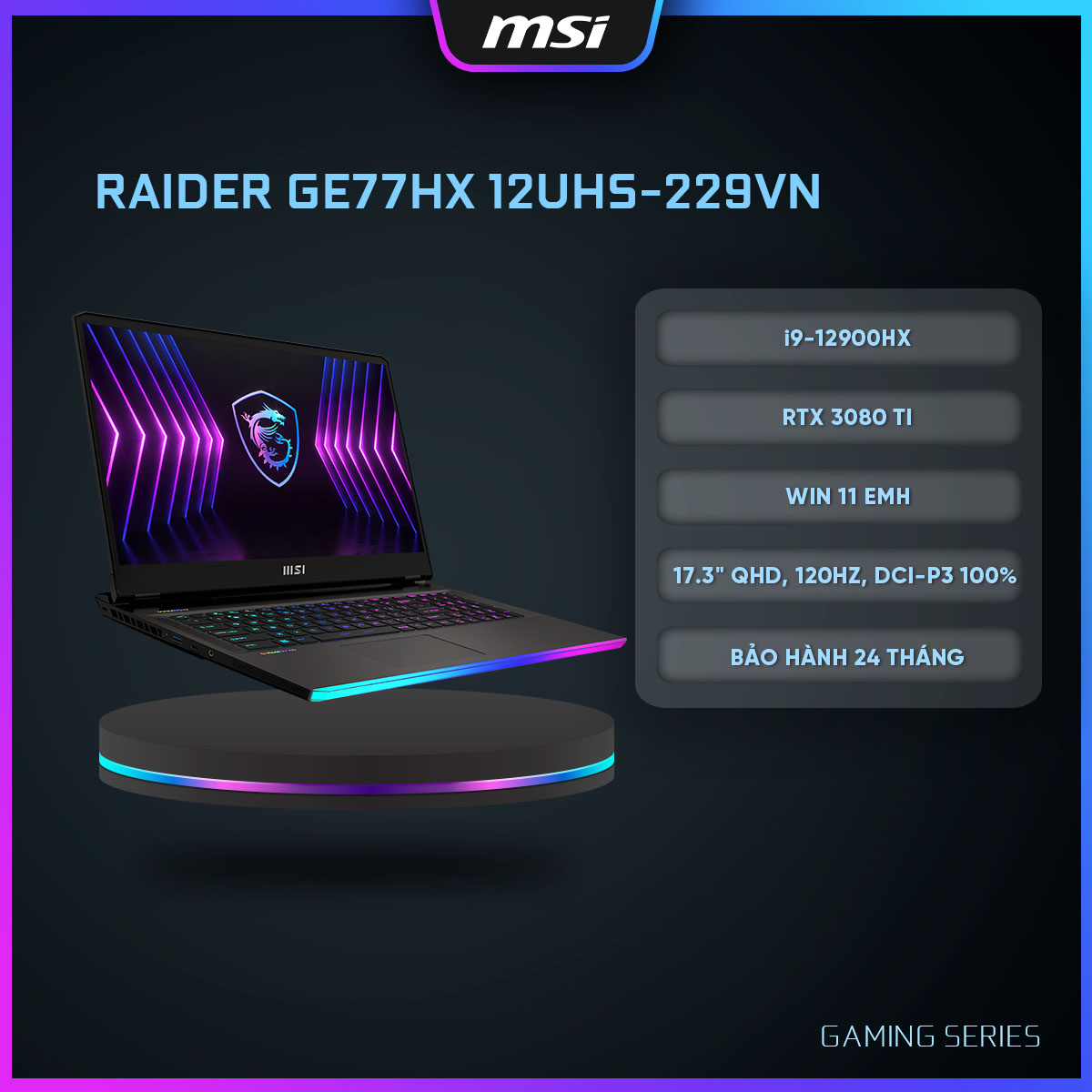 MSI Laptop Raider GE77HX 12UHS-229VN Intel i9